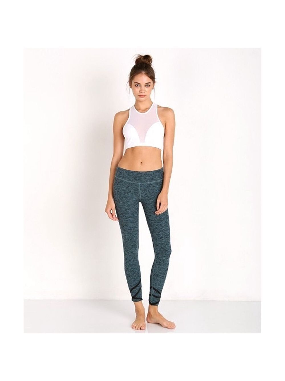 Beyond Yoga Spacedye Strappy Ballet Legging Size M Black/Arctic Teal